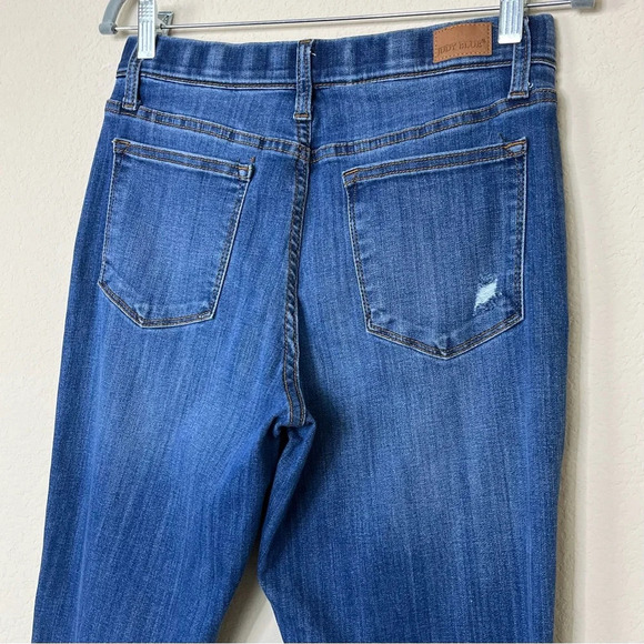 Judy Blue High Waist Distressed Boyfriend Fit Pull On Blue Denim Jeans - Picture 11 of 14